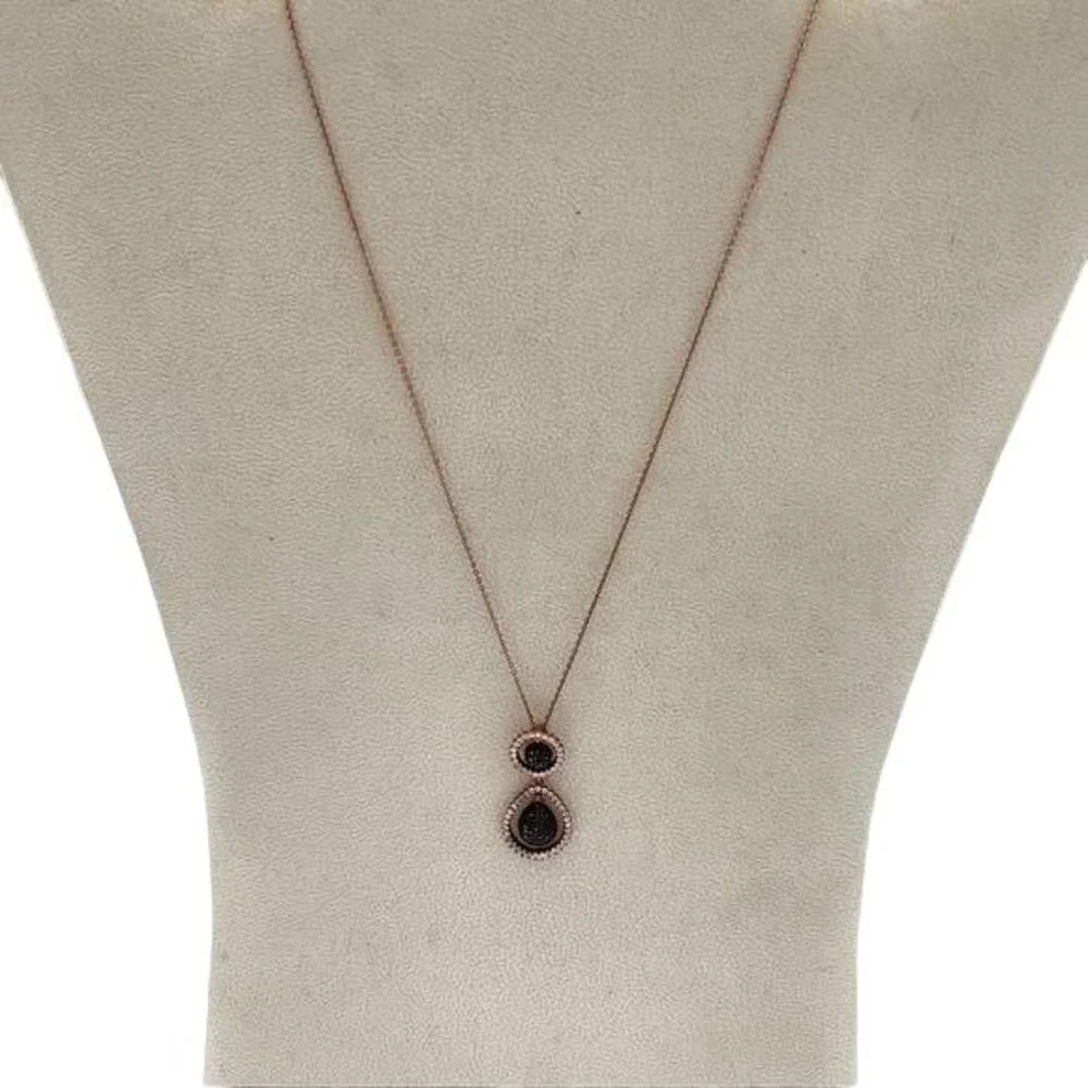 Crystal Pave Pendant Rose Gold 16” Chain